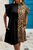 Black Leopard Contrast Patchwork Ruffled Sleeve Short Shift Dress - La Boutique Unique