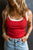 Fiery Red Contrast Trim U Neck Ribbed Knit Tank Top Shewin