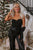 Black Sequin Top Bowknot Wide Leg Jumpsuit