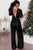 Black Sequin V Neck Flutter Sleeve Wide Leg Jumpsuit