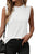 Black Solid Color Crew Neck Pleated Sleeveless Top Shewin