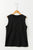 Black Solid Color Crew Neck Pleated Sleeveless Top Shewin