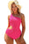 Bright Pink Solid Textured Cut Out Asymmetric One Piece Swimsuit Shewin