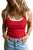 Fiery Red Contrast Trim U Neck Ribbed Knit Tank Top Shewin