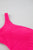 Bright Pink Solid Textured Cut Out Asymmetric One Piece Swimsuit Shewin