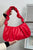 Fiery Red Ruched Faux Leather Shoulder Bag Shewin