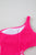 Bright Pink Solid Textured Cut Out Asymmetric One Piece Swimsuit Shewin