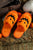 Yellow Fuzzy Halloween Pumpkin Open Toe Slippers Shewin