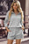 Gray Ribbed Zipper Sweatshirt w/ High Waist Shorts Set