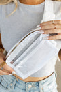 Bright White Adjustable Straps Zipper Clear Waist Bag Shewin