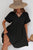 Black Folded Short Sleeve Lace V Neck Mini Dress Shewin