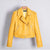 women yellow leather coat